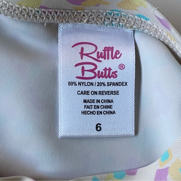 Ruffle Butts Swim Shirt Size 6 Rash Guard Long Sleeve Ruffles Confetti beige EUC - Picture 14 of 14